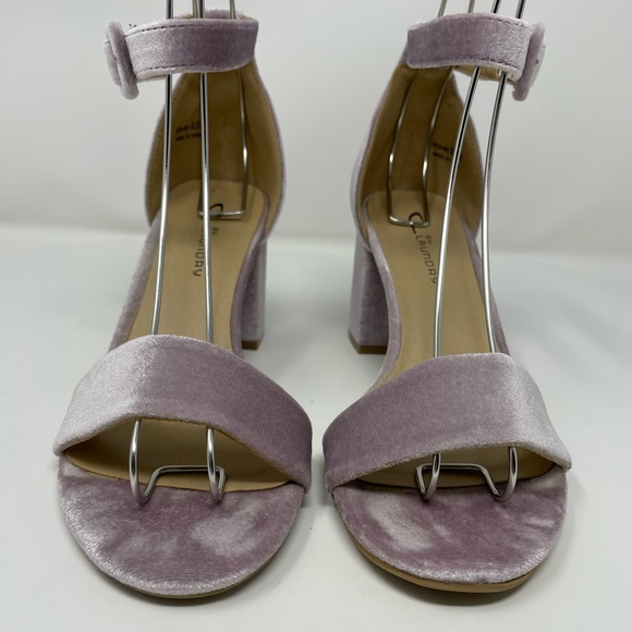 CL by Laundry Jody Light Purple Velvety Stack Heeled Sandals with Ankle Strap - Picture 6 of 6